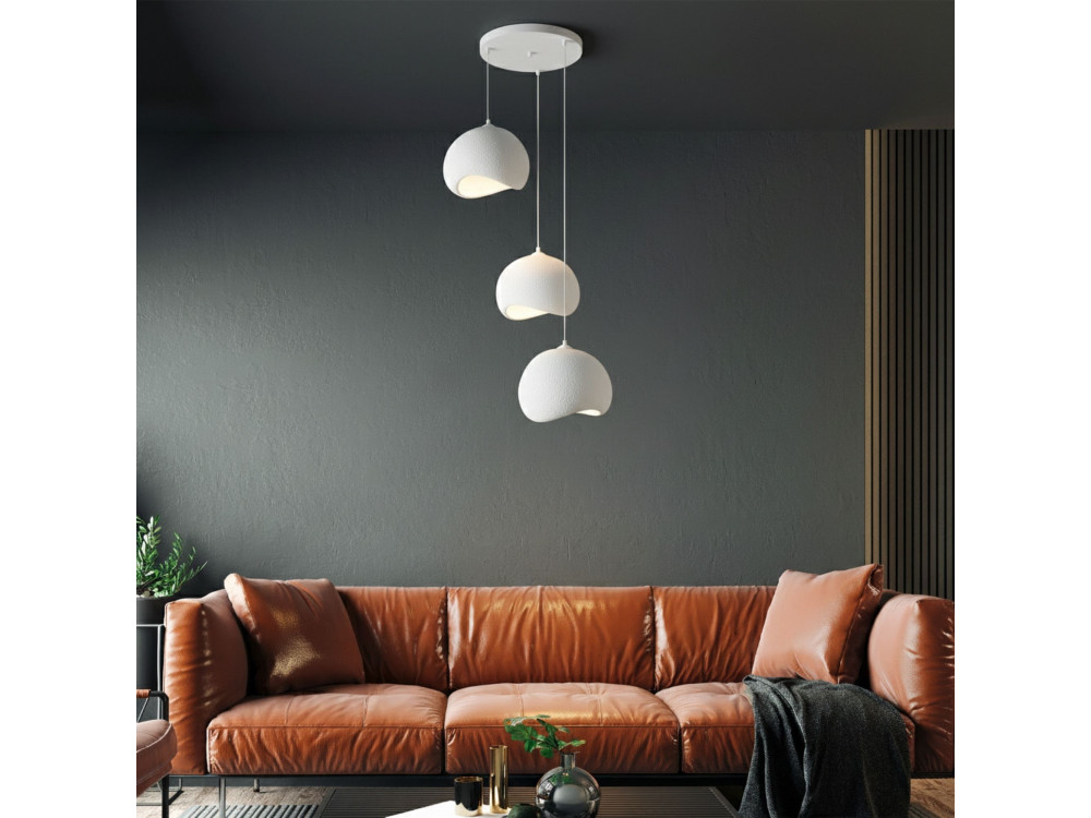 "Yontu" Metal Chandelier - 55 x 29 x 120 cm - White