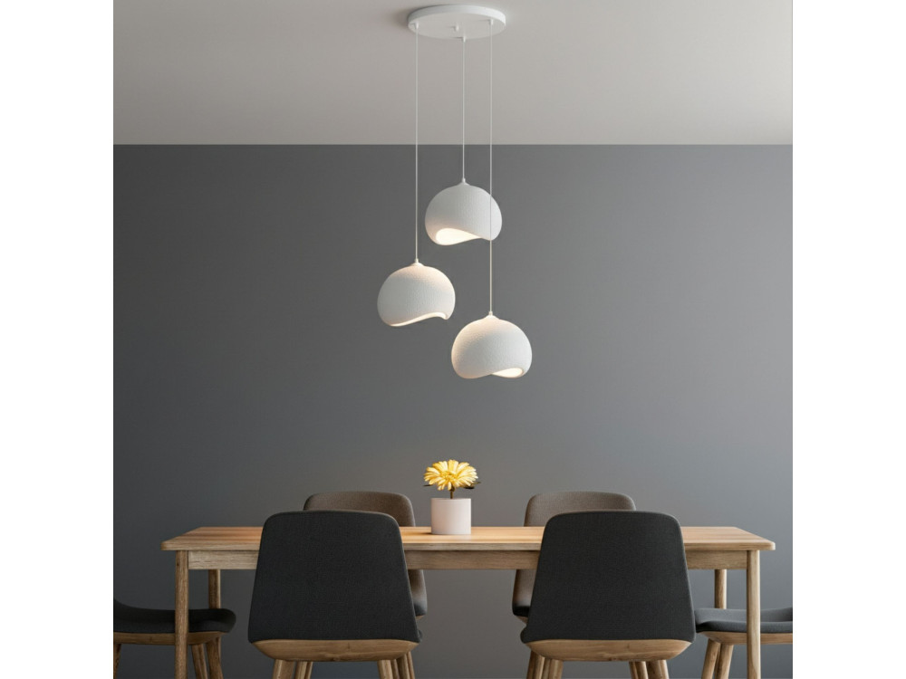 "Yontu" Metal Chandelier - 55 x 29 x 120 cm - White