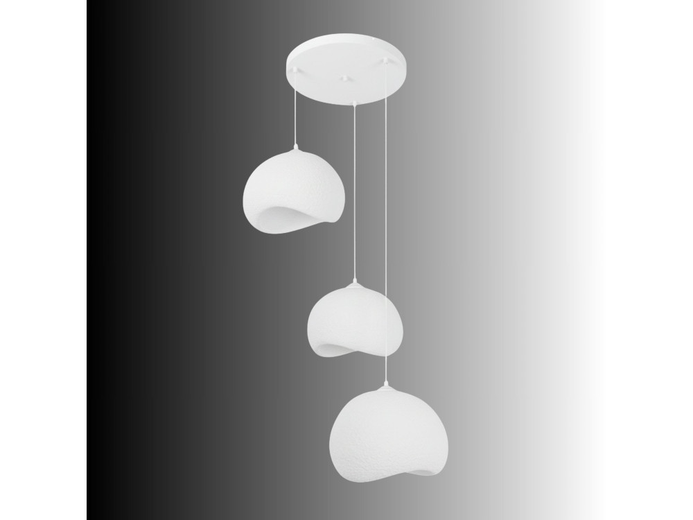 "Yontu" Metal Chandelier - 55 x 29 x 120 cm - White