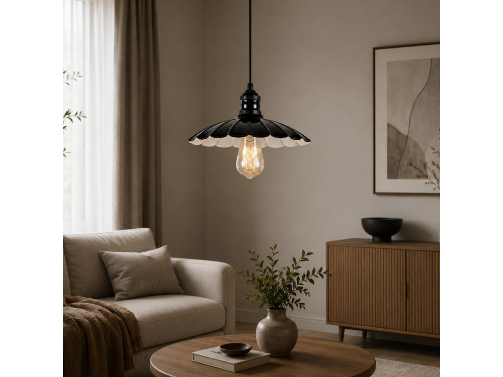"Volan" Metal Pendant Light - 25 x 25 cm - Black