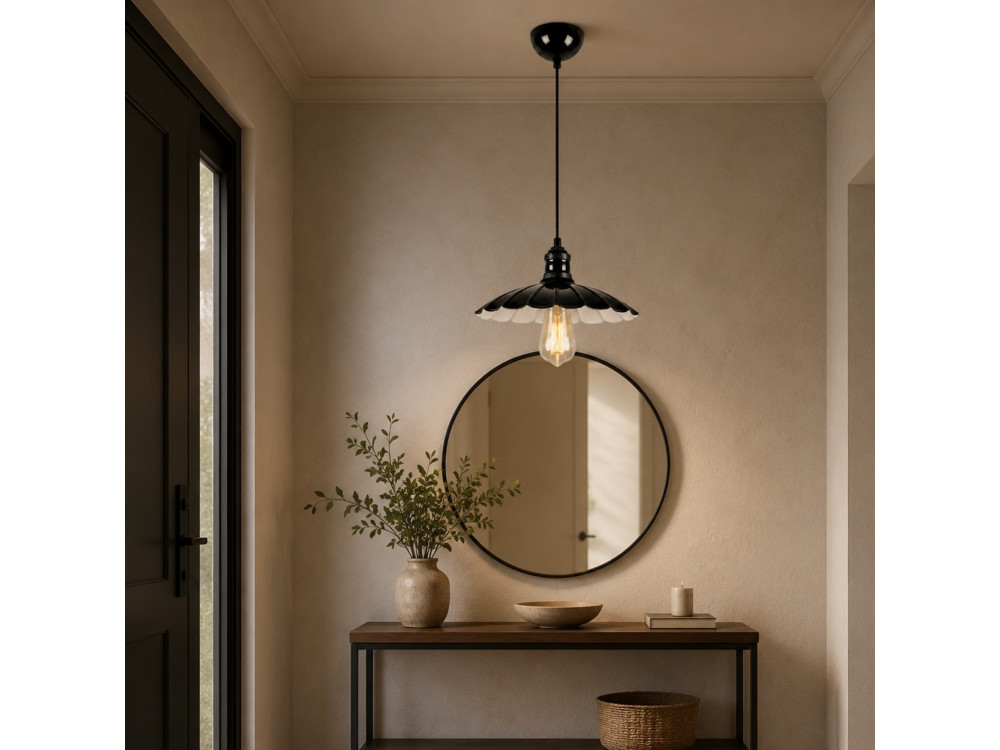 "Volan" Metal Pendant Light - 25 x 25 cm - Black