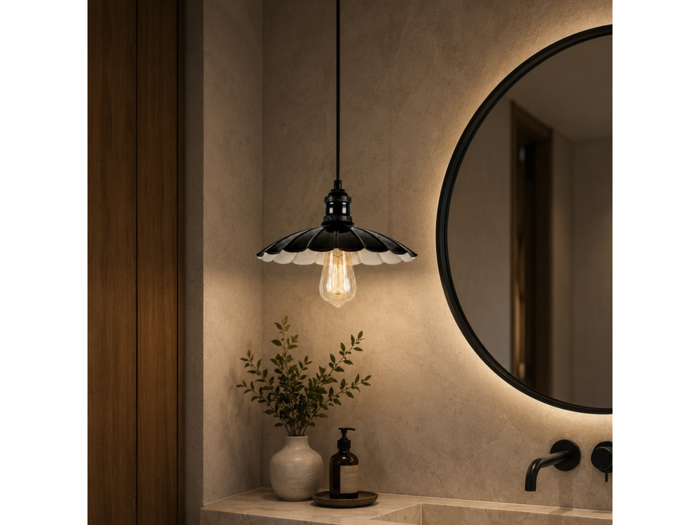"Volan" Metal Pendant Light - 25 x 25 cm - Black