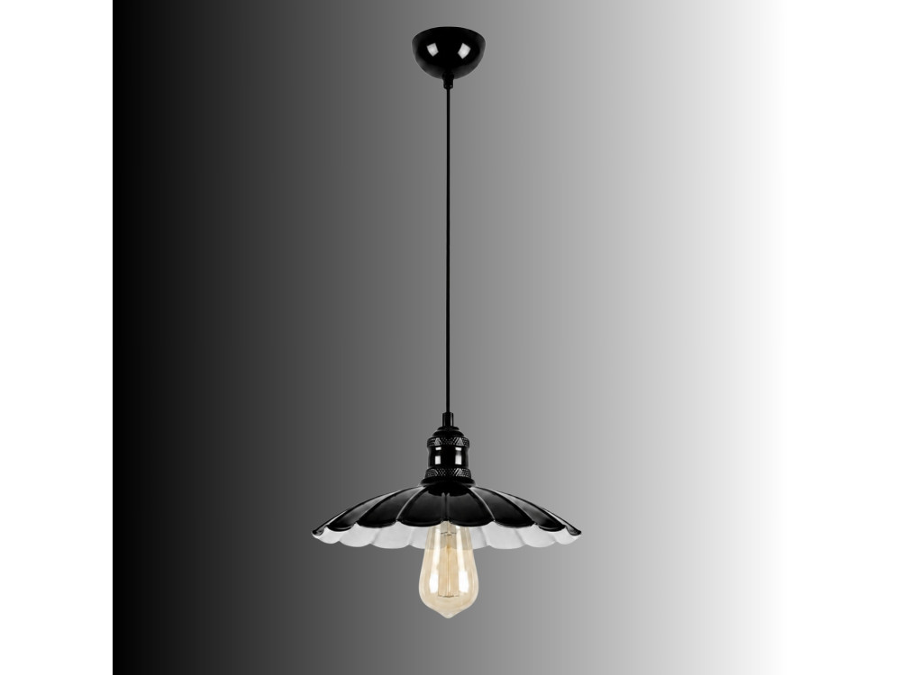 "Volan" Metal Pendant Light - 25 x 25 cm - Black