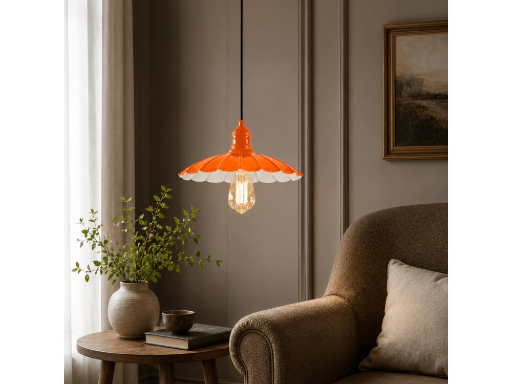 "Volan" Metal Pendant Light - 25 x 25 cm - Orange