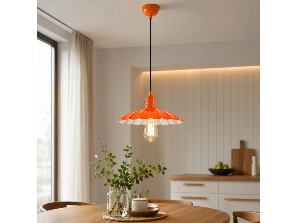 "Volan" Metal Pendant Light - 25 x 25 cm - Orange