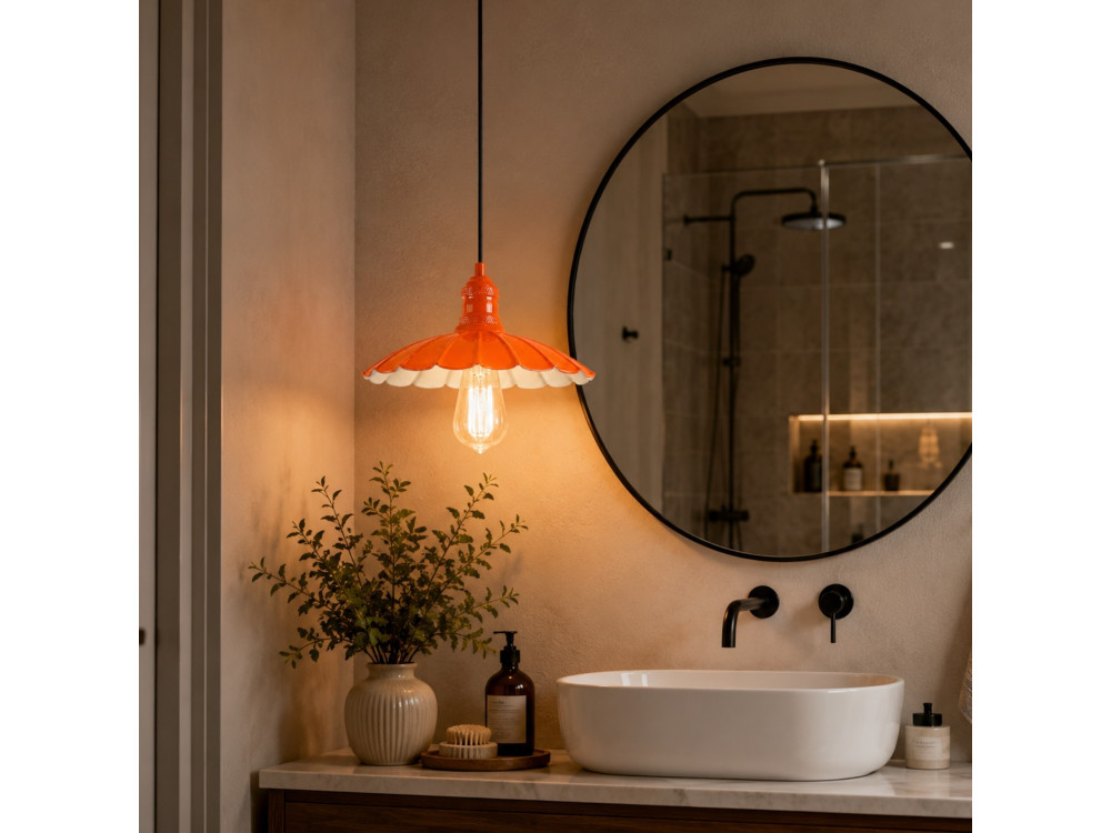 "Volan" Metal Pendant Light - 25 x 25 cm - Orange