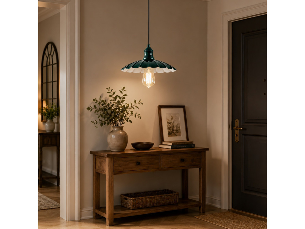 "Volan" Metal Pendant Light - 25 x 25 cm - Dark Green