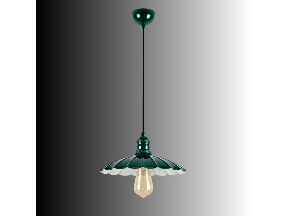 "Volan" Metal Pendant Light - 25 x 25 cm - Dark Green