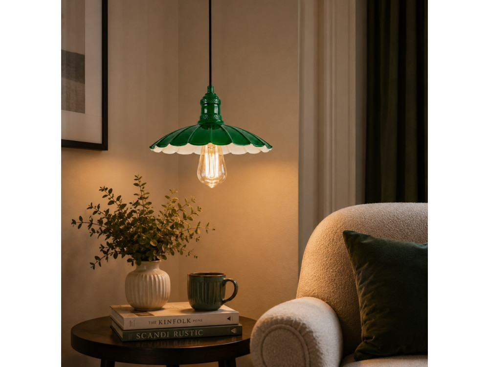 "Volan" Metal Pendant Light - 25 x 25 cm - Light Green
