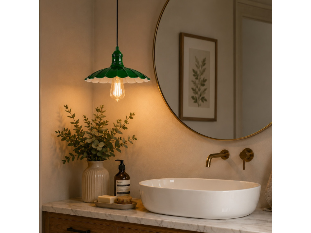 "Volan" Metal Pendant Light - 25 x 25 cm - Light Green