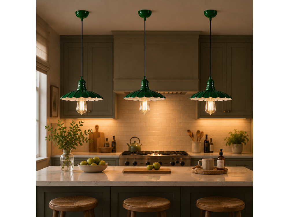 "Volan" Metal Pendant Light - 25 x 25 cm - Light Green
