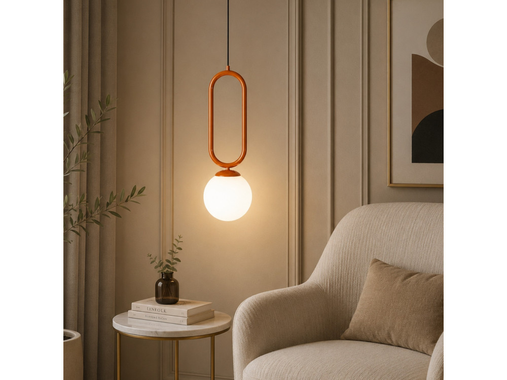 "Loop" Metal Pendant Light - 15 x 15 cm - Brown