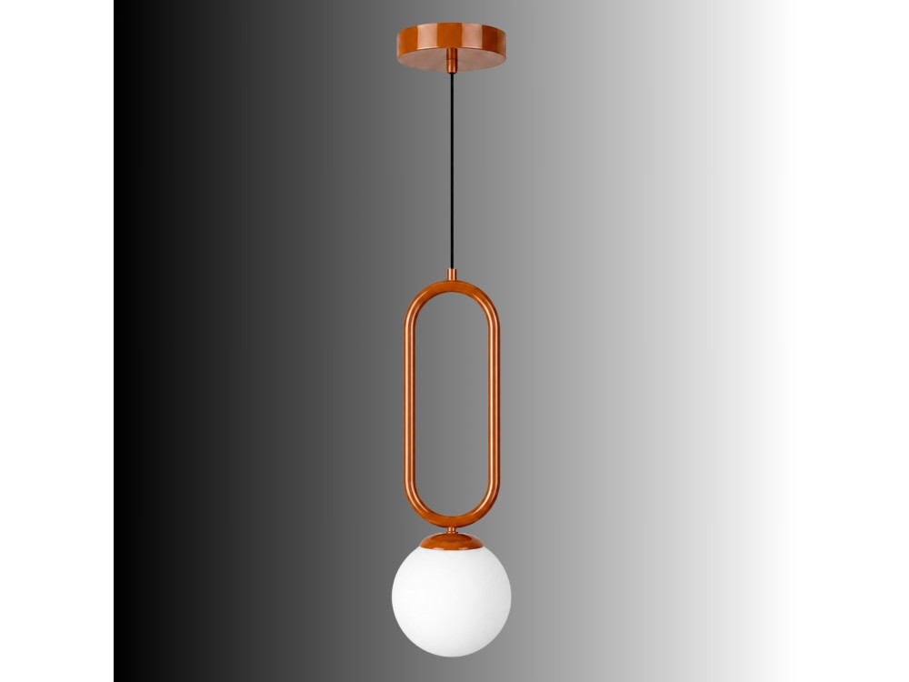 "Loop" Metal Pendant Light - 15 x 15 cm - Brown