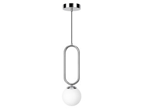"Loop" Metal Pendant Light - 15 x 15 cm - Chrome