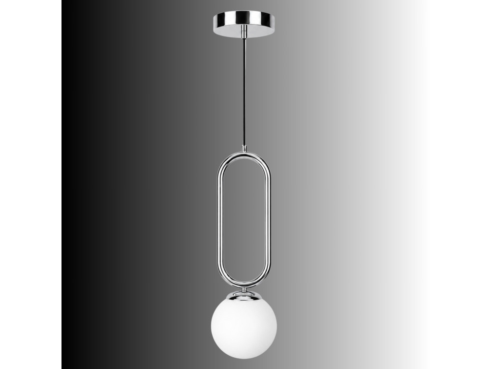 "Loop" Metal Pendant Light - 15 x 15 cm - Chrome