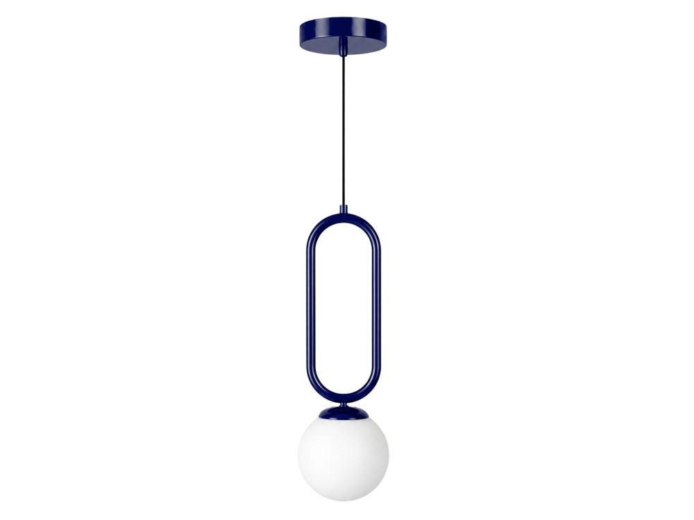 "Loop" Metal Pendant Light - 15 x 15 cm - Navy Blue