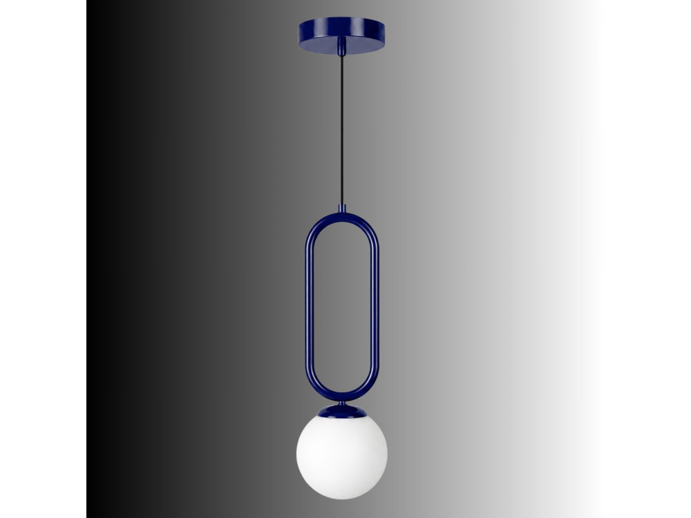 "Loop" Metal Pendant Light - 15 x 15 cm - Navy Blue