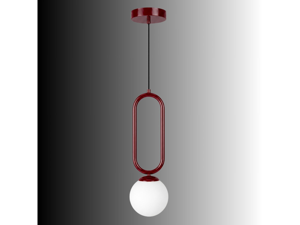 "Loop" Metal Pendant Light - 15 x 15 cm - Bordeaux