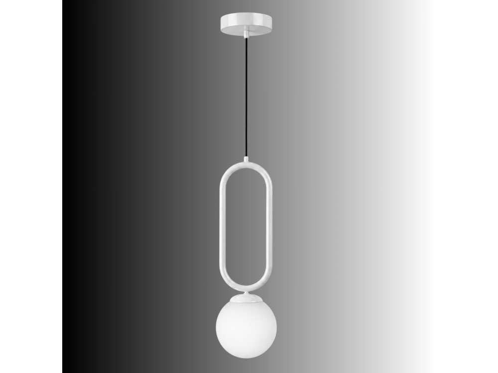 "Loop" Metal Pendant Light - 15 x 15 cm - White