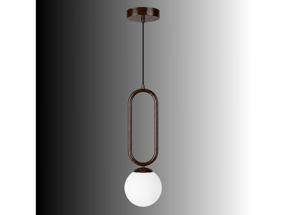 "Loop" Metal Pendant Light - 15 x 15 cm - Dark Brown