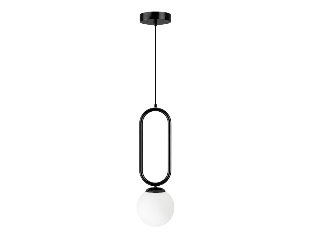 "Loop" Metal Pendant Light - 15 x 15 cm - Black