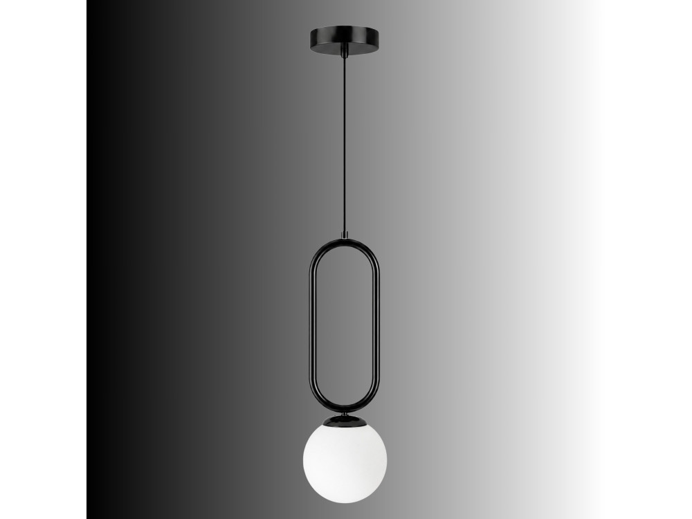 "Loop" Metal Pendant Light - 15 x 15 cm - Black