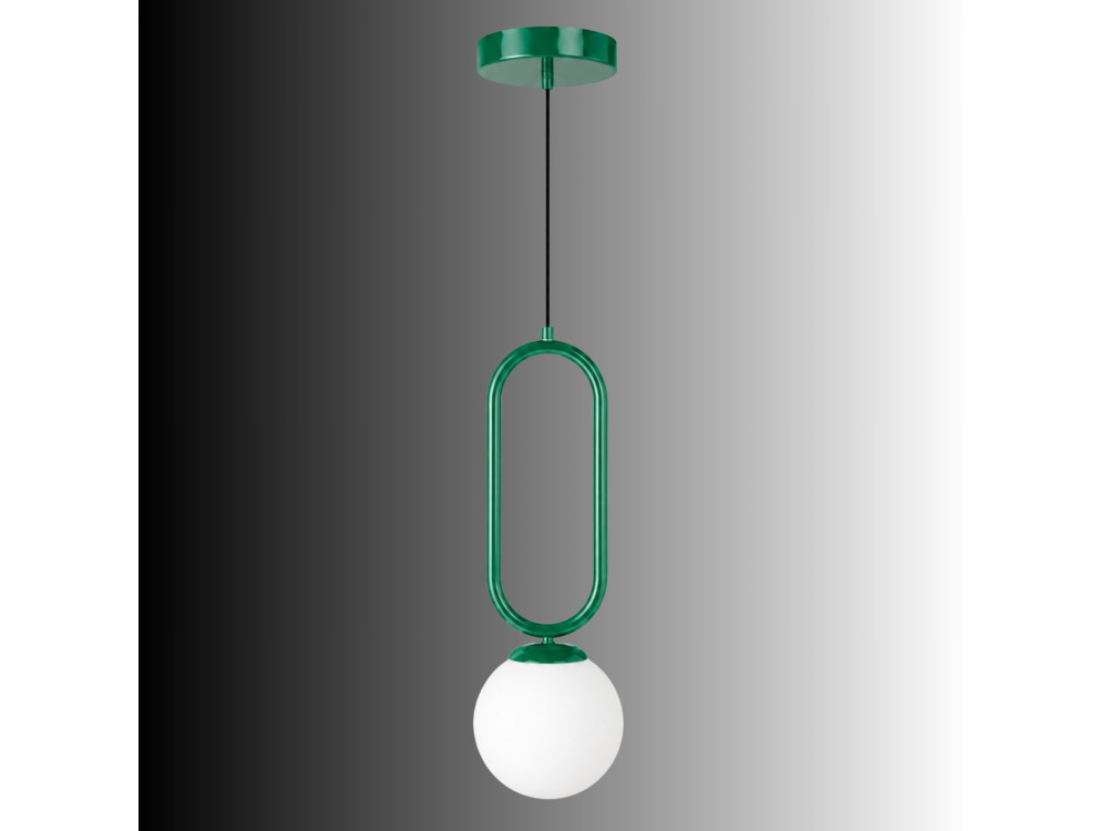 "Loop" Metal Pendant Light - 15 x 15 cm - Dark Green