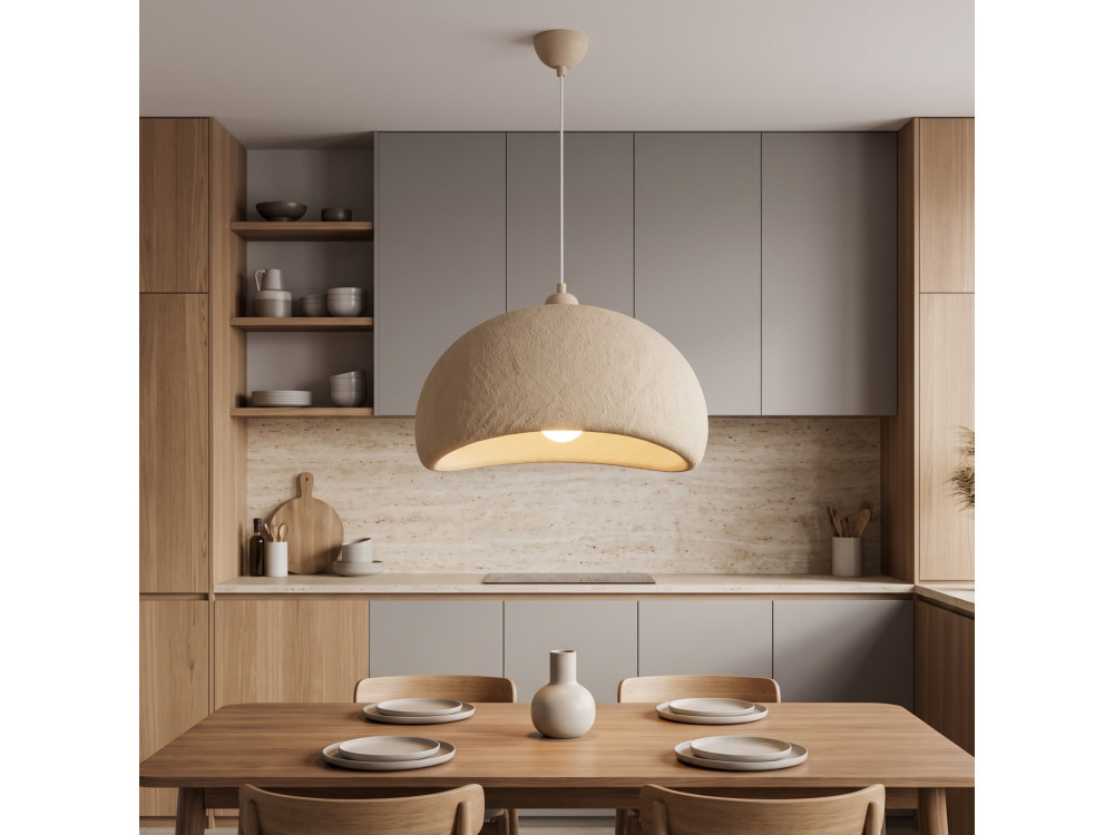 "Beta" Metal Pendant Light - 40 x 32 cm - Beige