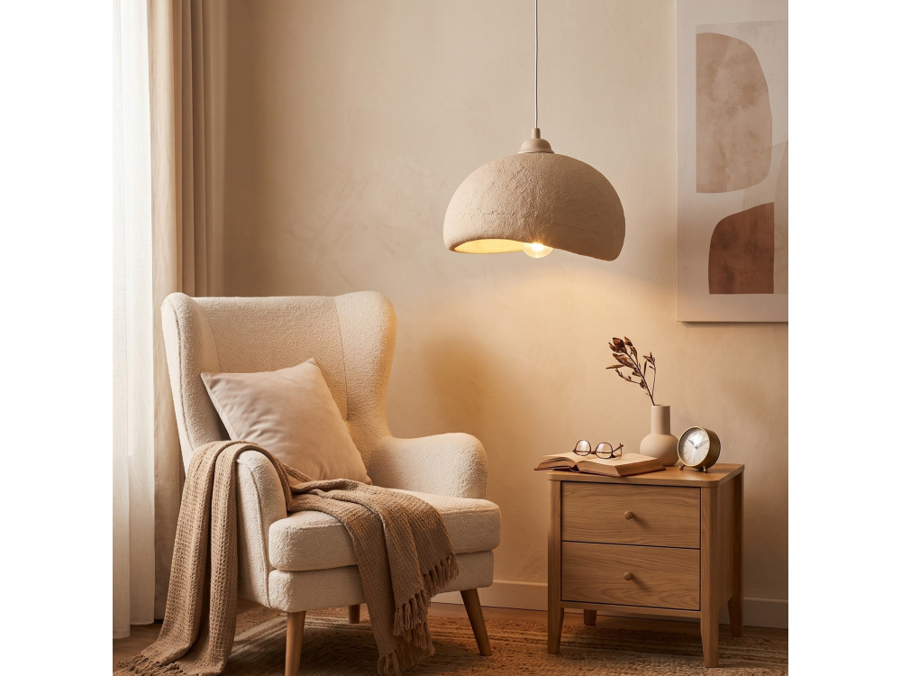 "Beta" Metal Pendant Light - 30 x 24 cm - Beige