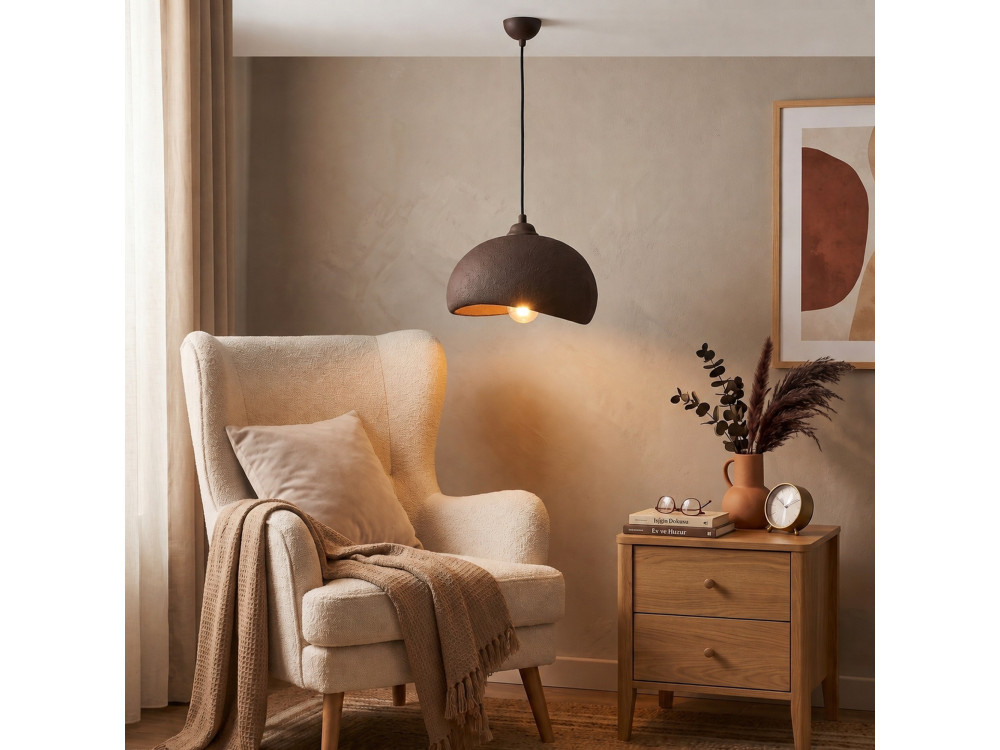 "Beta" Metal Pendant Light - 30 x 24 cm - Brown