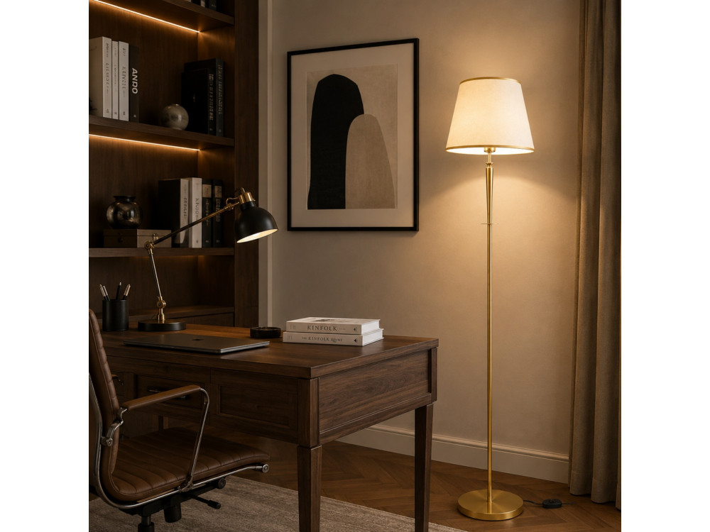 "Milano" Metal Floor Lamp - 40 x 40 cm - Beige