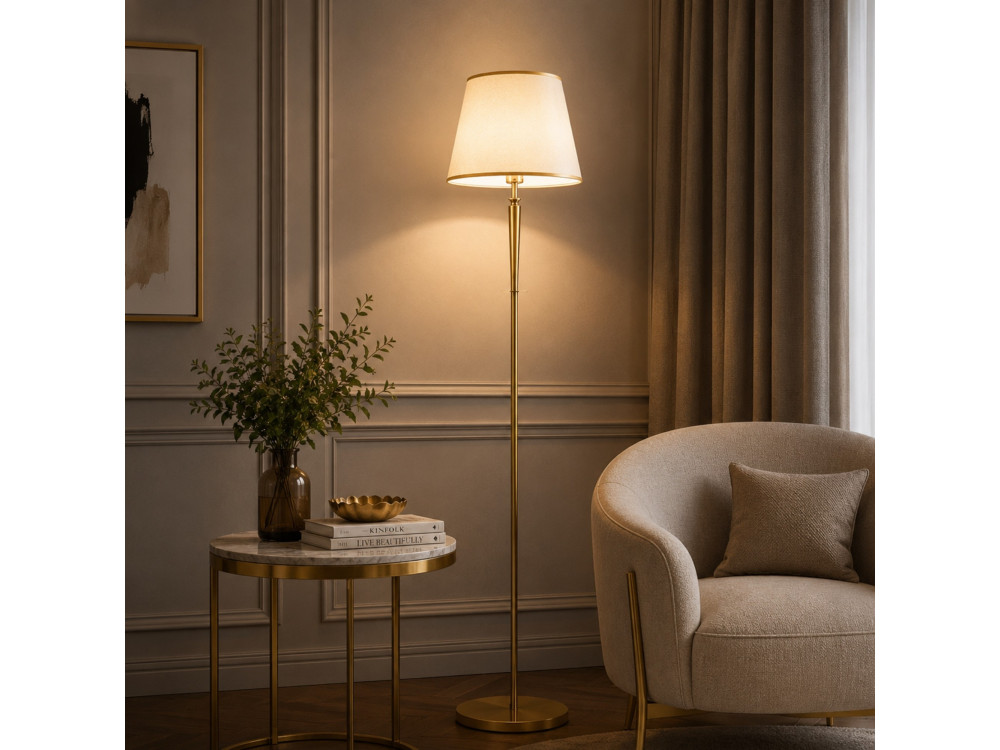 "Milano" Metal Floor Lamp - 40 x 40 cm - Beige