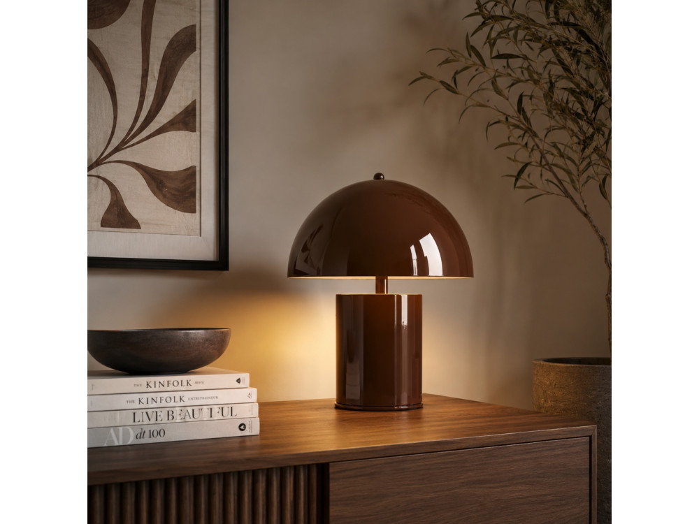 "Pera" Metal Table Lamp - 26 x 26 cm - Brown