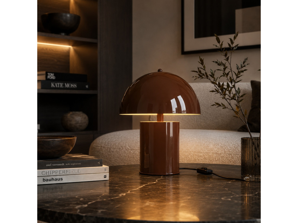 "Pera" Metal Table Lamp - 26 x 26 cm - Brown