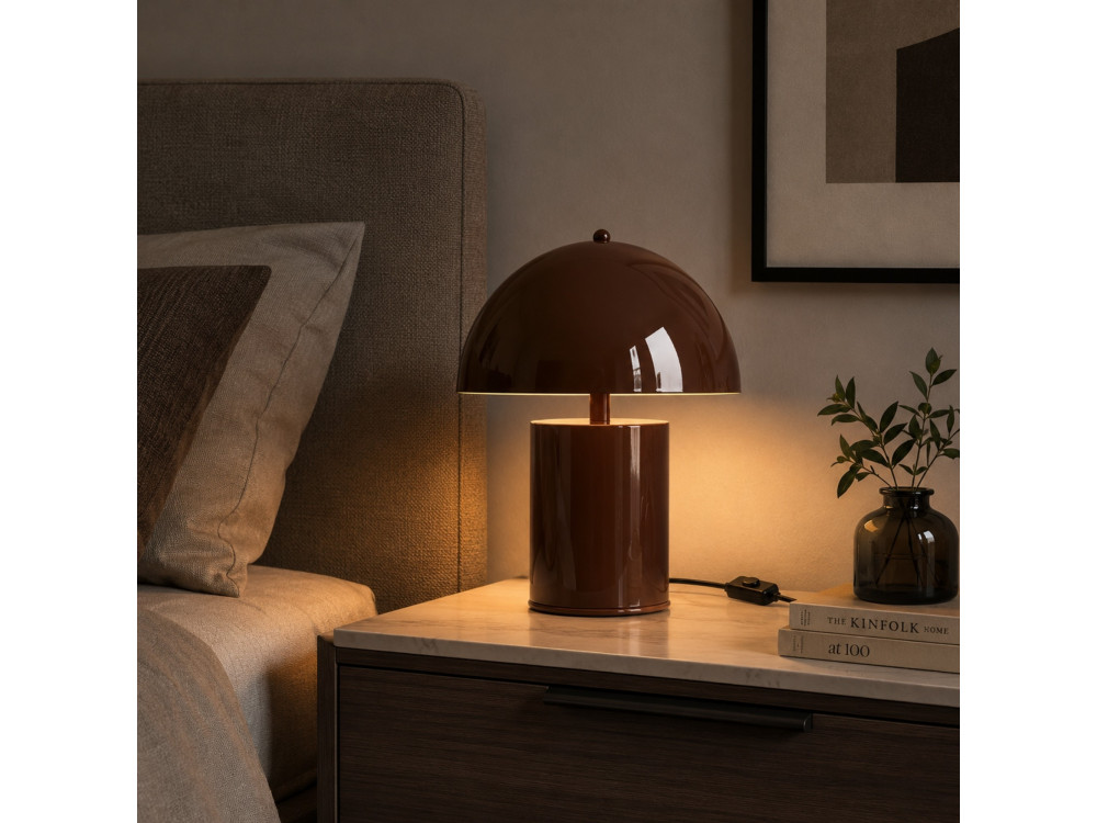 "Pera" Metal Table Lamp - 26 x 26 cm - Brown
