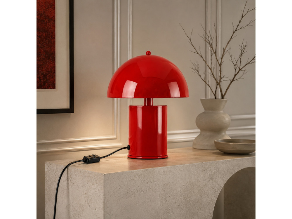 "Pera" Metal Table Lamp - 26 x 26 cm - Red