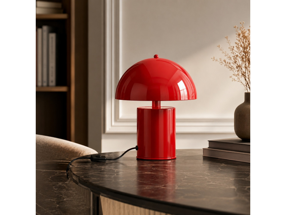 "Pera" Metal Table Lamp - 26 x 26 cm - Red
