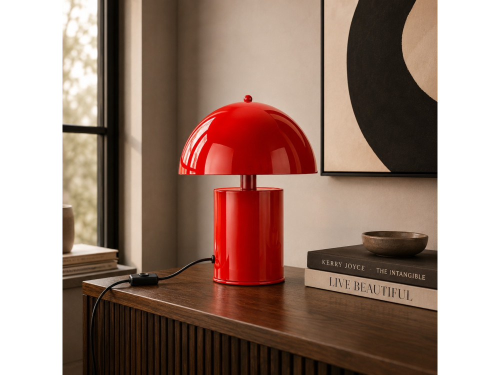 "Pera" Metal Table Lamp - 26 x 26 cm - Red