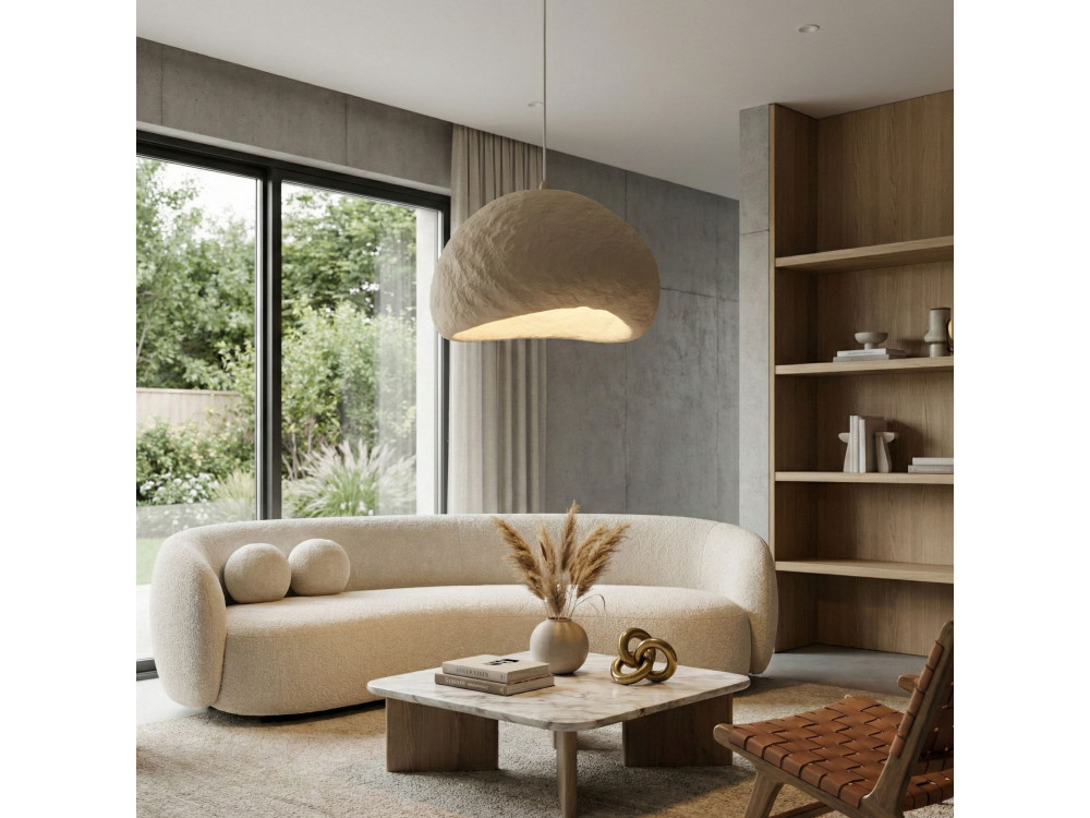 "Loval" Metal Pendant Light - 50 x 44 cm - Beige