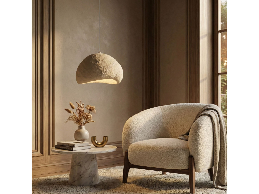 "Loval" Metal Pendant Light - 50 x 44 cm - Beige