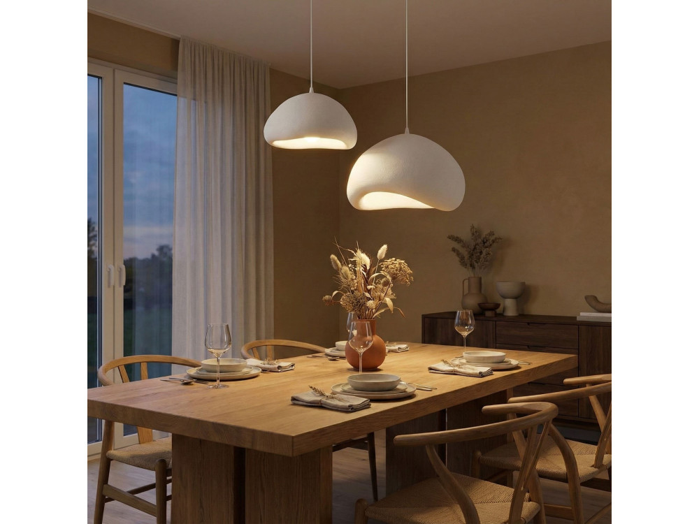 "Loval" Metal Chandelier - 89 x 44 cm - White