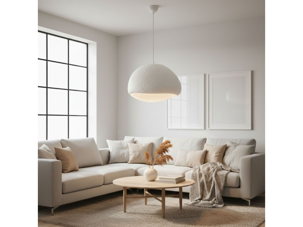 "Loval" Metal Pendant Light - 50 x 44 cm - White