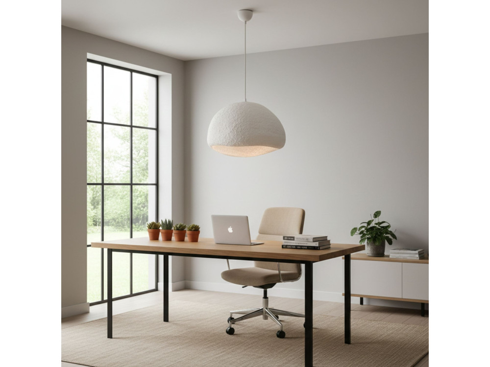 "Loval" Metal Pendant Light - 50 x 44 cm - White
