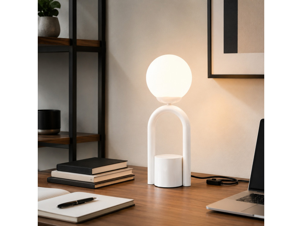 "Loop" Metal Table Lamp - 15 x 15 cm - White