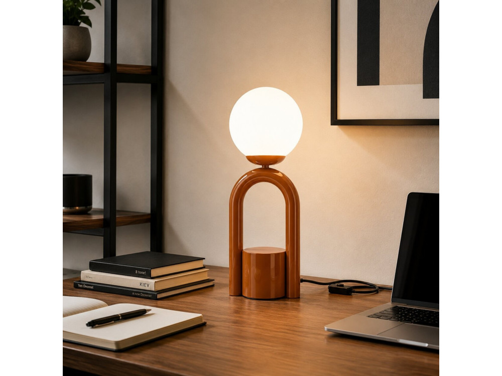 "Loop" Metal Table Lamp - 15 x 15 cm - Brown