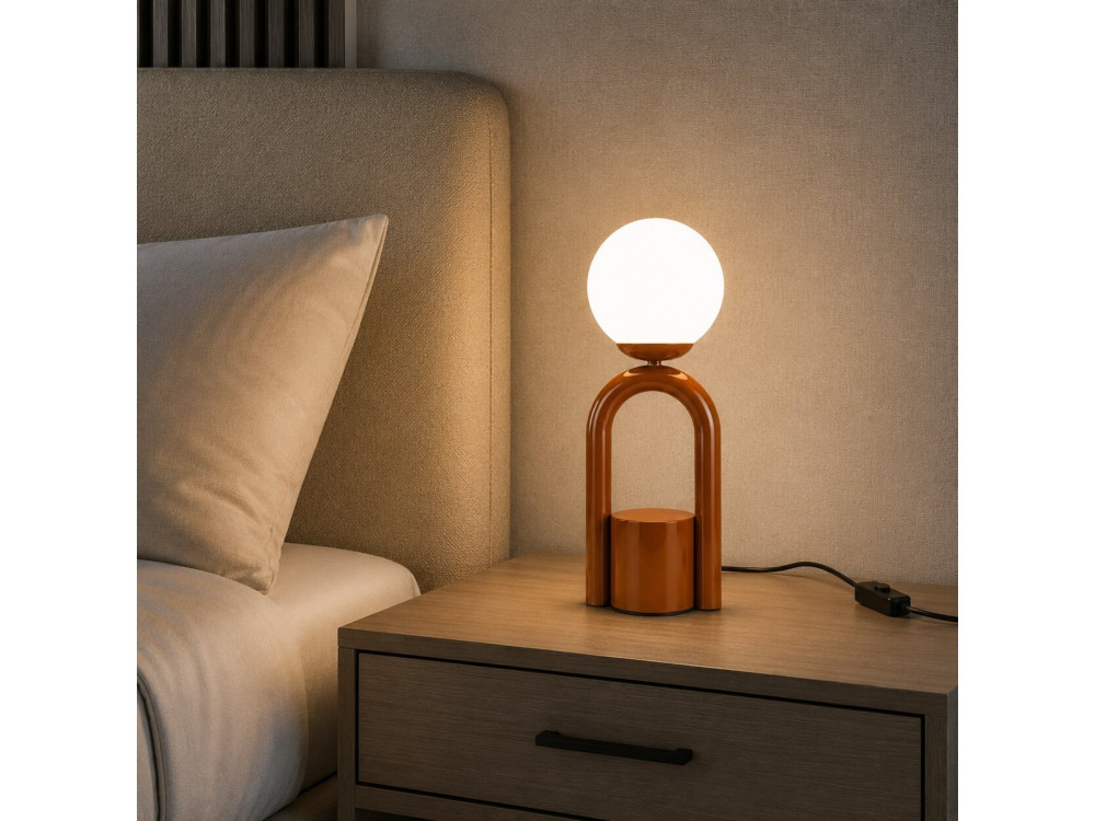 "Loop" Metal Table Lamp - 15 x 15 cm - Brown
