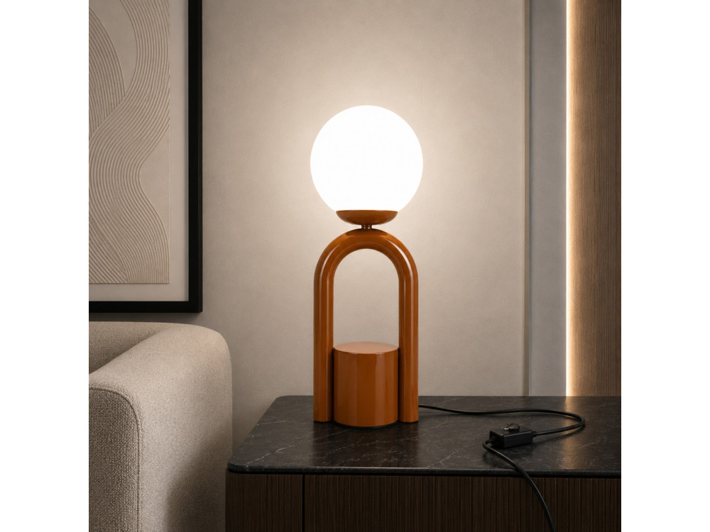 "Loop" Metal Table Lamp - 15 x 15 cm - Brown