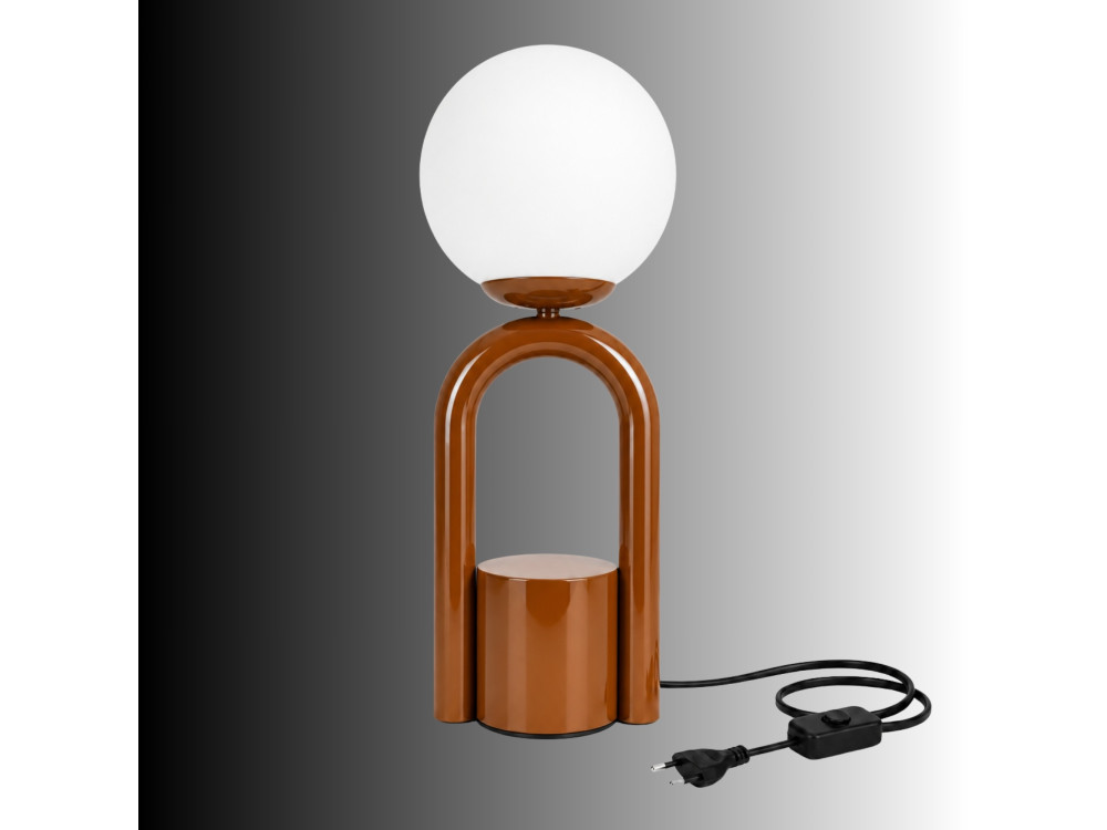 "Loop" Metal Table Lamp - 15 x 15 cm - Brown