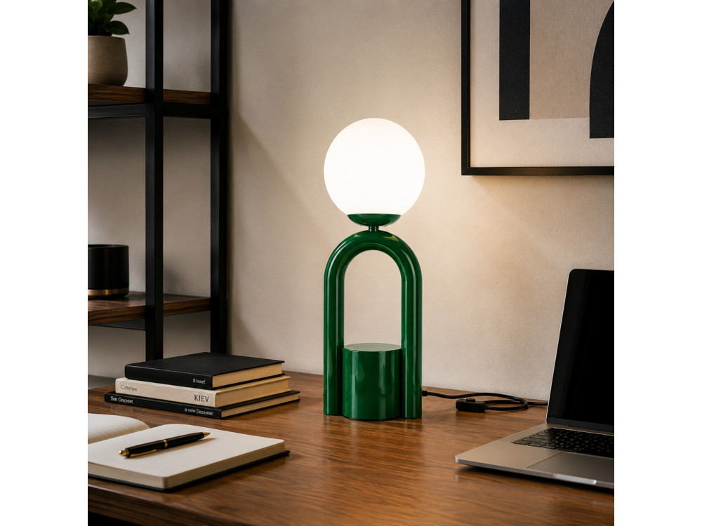 "Loop" Metal Table Lamp - 15 x 15 cm - Dark Green