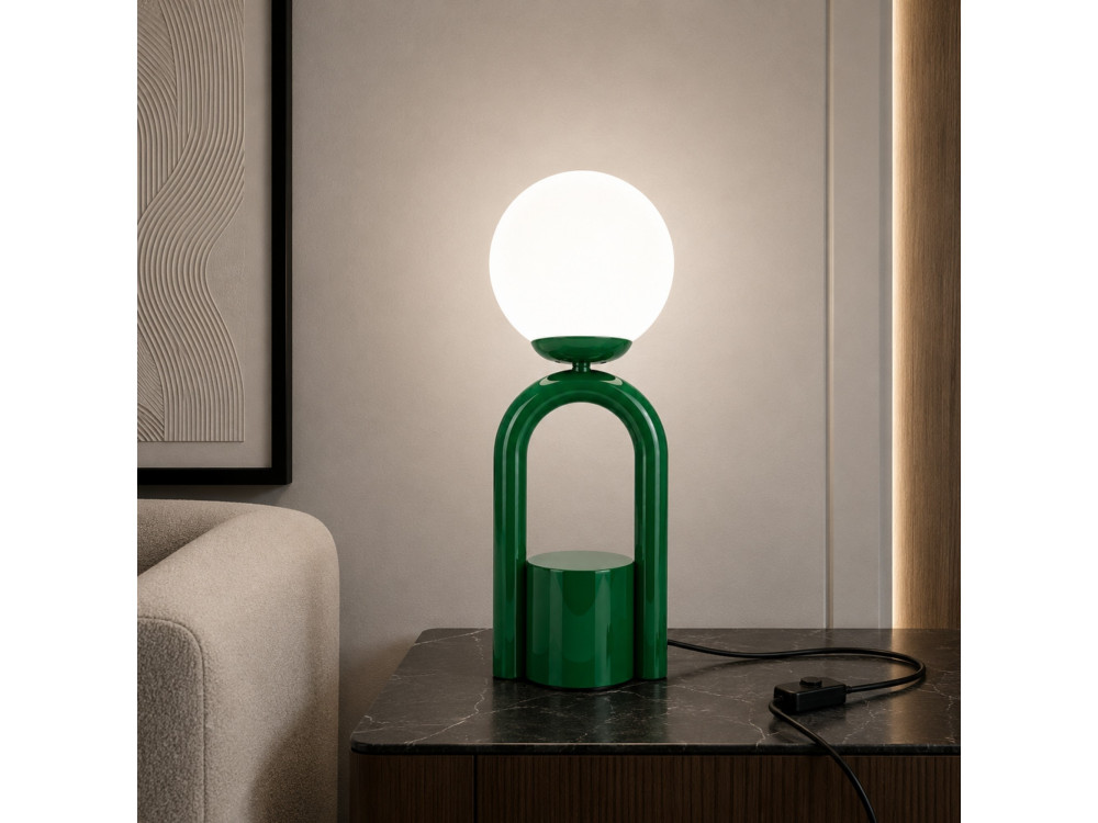 "Loop" Metal Table Lamp - 15 x 15 cm - Dark Green